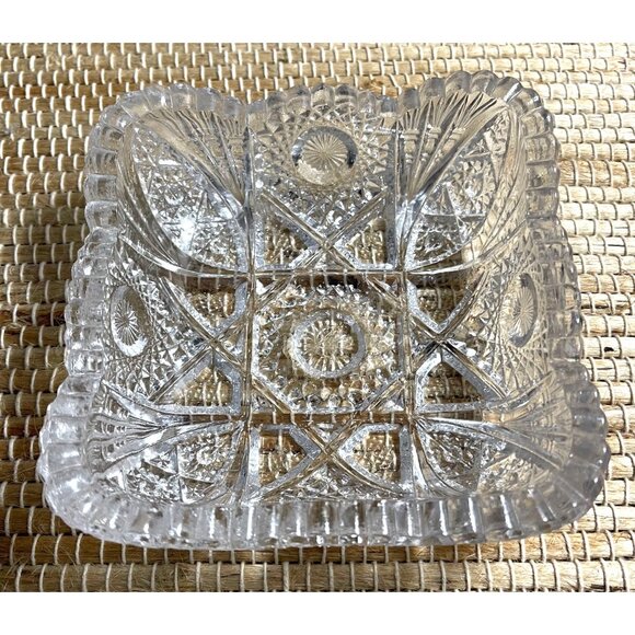 Antique Square Bon Bon Berry Dish Imperial Glass #576 Nucut EAPG Clear Glass Dec - Picture 2 of 3